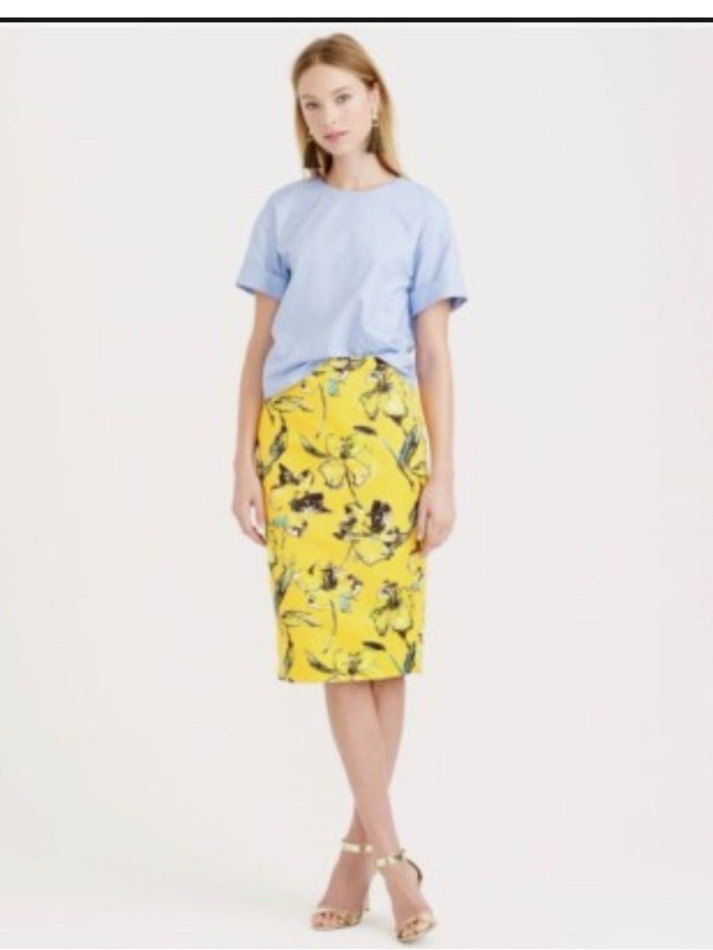 J. Crew Collection Lemon Yellow Tiger Lily Floral Pencil Skirt sz 0